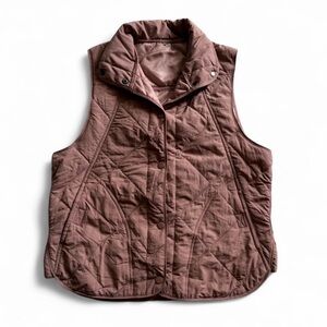 Z Supply Quilted Diamond Snap Front Vest Mauve Pink M